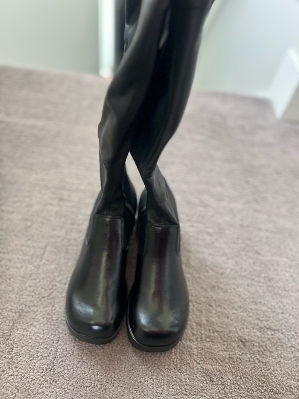 Mudd Black Knee-High Block Heel Boots Side Zip NWT Size 6.5 Y2K Moto Style - Picture 11 of 13